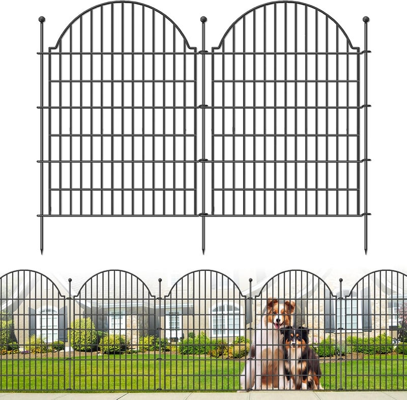 Blingluck 10 Panels No Dig Decorative Garden Fence for Yard, 40in (H) x 23.6ft (L) Rustproof Metal Wire Temporary Dog Fence, Animal Barrier Fencing Patio Panel Border with Temporary Ground Stakes - Image 1